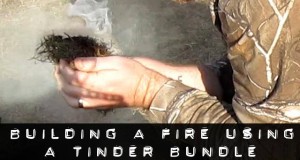 building a fire using a tinder bundle