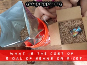what is the cost of 5 gallons of beans or rice